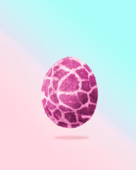 Creative 3 D Illustration Easter concept of animal giraffe print egg. Fashion style winner egg on pastel background.