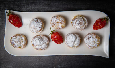 Dessert, Pastry, cream puff with whipped cream, High quality photo