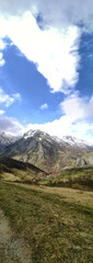 panoramic photography of Sotres, famous tourist town in the Picos de Europa, Asturias, Spain,