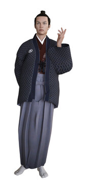 3D Japanese Man In Hakama And Haori