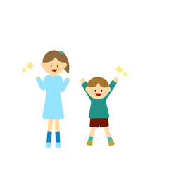 喜び　女の子　男の子　やる気