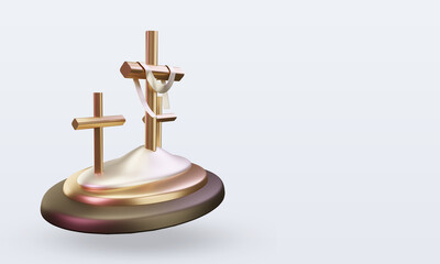 3d Golgotha easter icon rendering left view