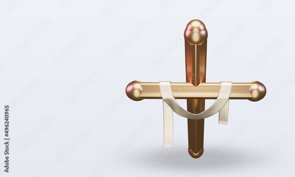 Wall mural 3d Cross easter icon rendering Top view