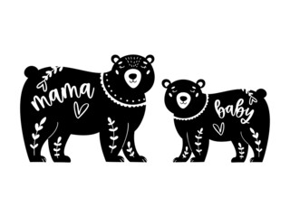 Mama baby mini vector bear mom life
