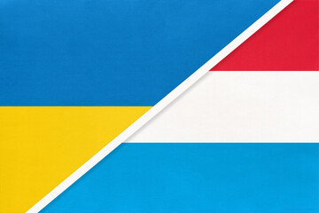 Ukraine and Luxembourg, symbol of country. Ukrainian vs Luxembourgish national flags