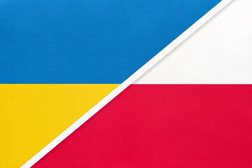 Ukraine and Poland, symbol of country. Ukrainian vs Polish national flags.