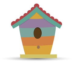 Colorful bird house on a white background