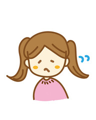 可愛い子供の女の子のすねた顔のイラスト・しょぼん・哀しい