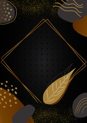 Flyer poster Black and Gold background abstract geometric shapes luxury design.Realistic layer metallic elegant futuristic glossy light.Cover layout template.