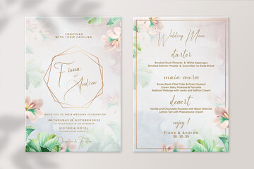Floral Wedding Invitation and Wedding Menu