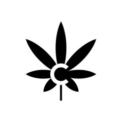 silhouette letter C for cannabis logo design