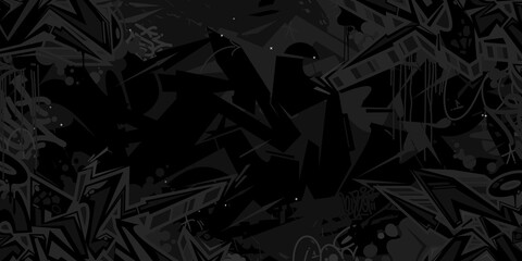 Dark Black Urban Abstract Graffiti Style Pattern Vector Illustration Background Template - obrazy, fototapety, plakaty