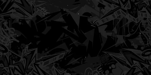 Zelfklevend Fotobehang Dark Black Urban Abstract Graffiti Style Pattern Vector Illustration Background Template © Anton Kustsinski