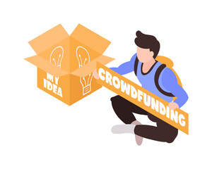 Crowdfunding Isometric Icon