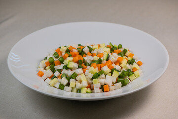 Macedonia salad, macedoine de legumes, mixed vegetable salad, French cuisine, France