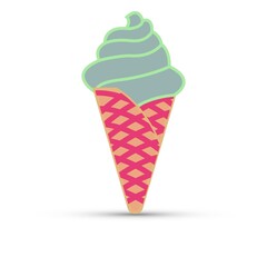 Ice cream cone on a white background 