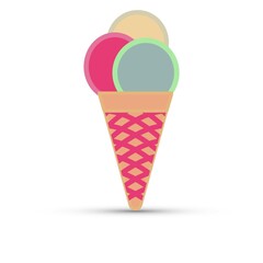 Ice cream cone on a white background