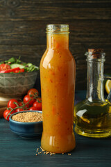 Concept of tasty food with sauce, close up