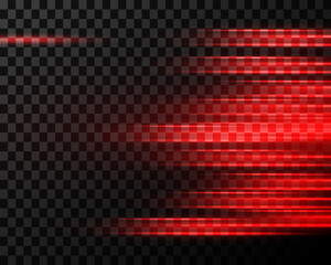 Bright beautiful laser beams on a transparent background. 