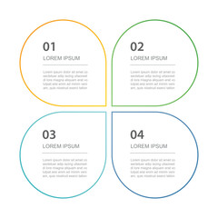 4 data infographics tab thin line index template. Vector illustration abstract square infographic background.