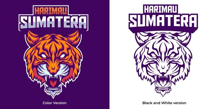 Tiger head esport logo mascot design