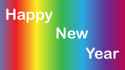 Happy new year written on colorful  background with reflection.