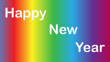 Fototapeta premium Happy new year written on colorful background with reflection.