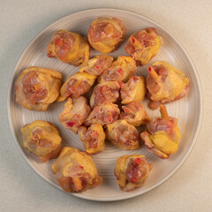 Recipe fins, chicken drumstick, chicken, in a plate, in a pan, Hight quality photo