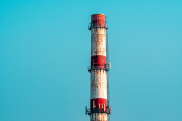 Old red and white painted chimney