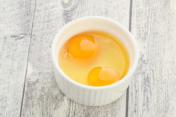 Chicken egg in the bowl
