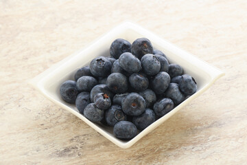 Sweet ripe blueberry heap in the bowl