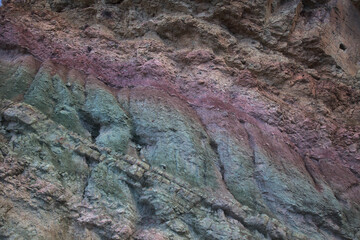 Gran Canaria, colorful unusual rock formation Fuente de los Azulejos in Mogan municipality in south west of the island
