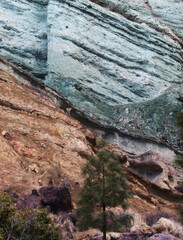 Gran Canaria, colorful unusual rock formation Fuente de los Azulejos in Mogan municipality in south west of the island
