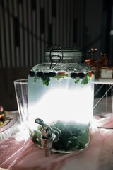 Glass containers for cold drinks at the banquet
