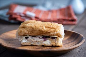 delicious ube cheese pandesal sandwich