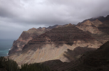 Gran Canaria, landscapes along the route Tasartico - Playa de Guigui beach in south west of the island
