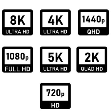 Video or tv screen resolution icon on white background.   High Definition TV / Game screen monitor display Label sign. flat style.