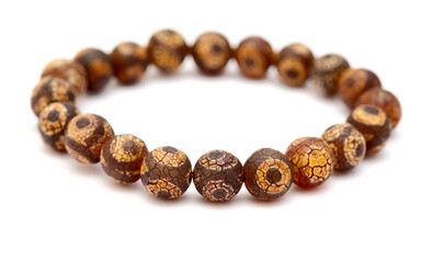 Tibetan style agate beads bracelet isolated on white background 
