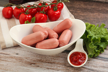 Mini baby sausages for breakfast