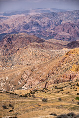 Desert landscape of the mountains of Edom, Shoubak, Jordan.