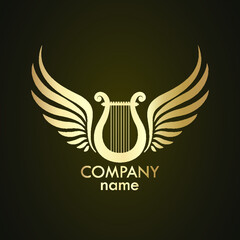 winged lyre gold logo / music symbol