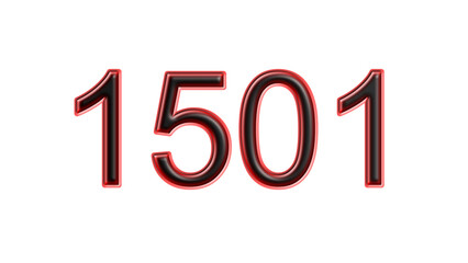 red 1501 number 3d effect white background