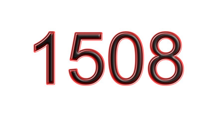 red 1508 number 3d effect white background