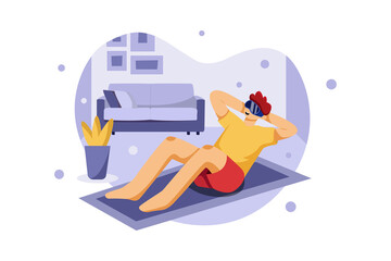 Virtual Fitness Using VR Tech Illustration concept. Flat illustration isolated on white background.