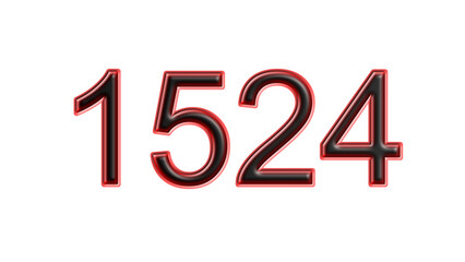 red 1524 number 3d effect white background