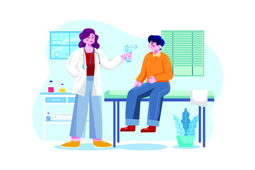 Doctor Measuring Temperature Of The Patient illustration concept