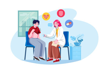 Female doctor doing checkup of the patient Illustration concept. Flat illustration isolated on white background.