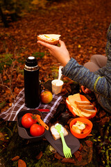 Campsite kit for snacks and drinking tea or coffee.