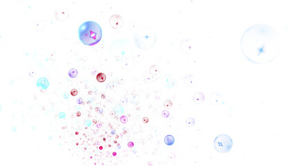 Abstract holiday background with purple stars and drops. Fantastic light effect. Digital fractal art. 3d rendering.