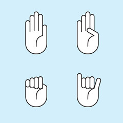 Vector Hand 4 types that convey different messages